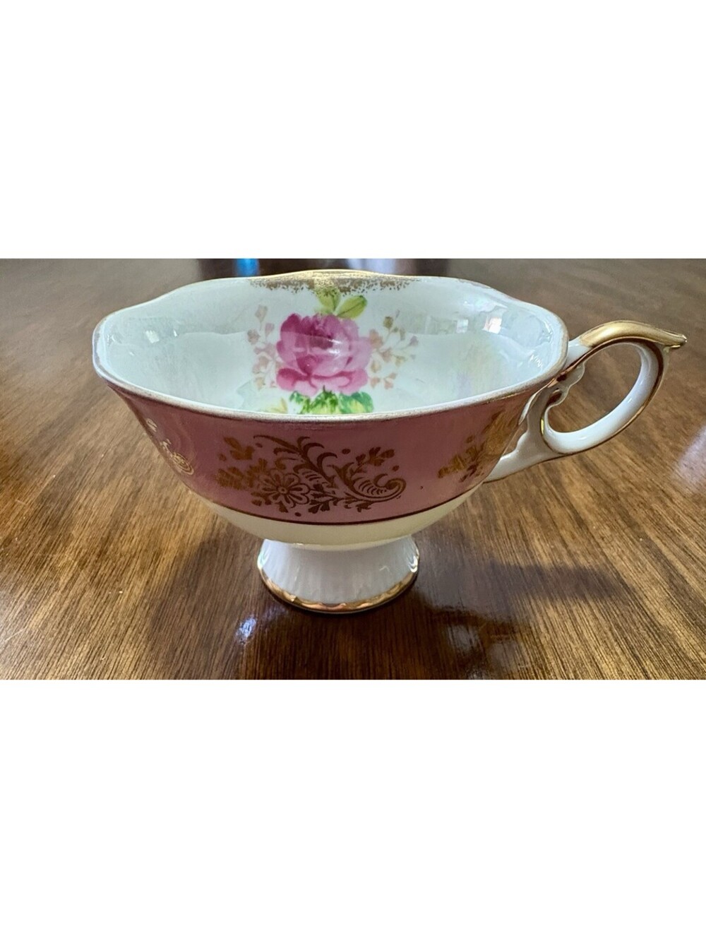 Vintage Lipper & Mann Royal Halsey Pink Lusterware Footed Teacup Only